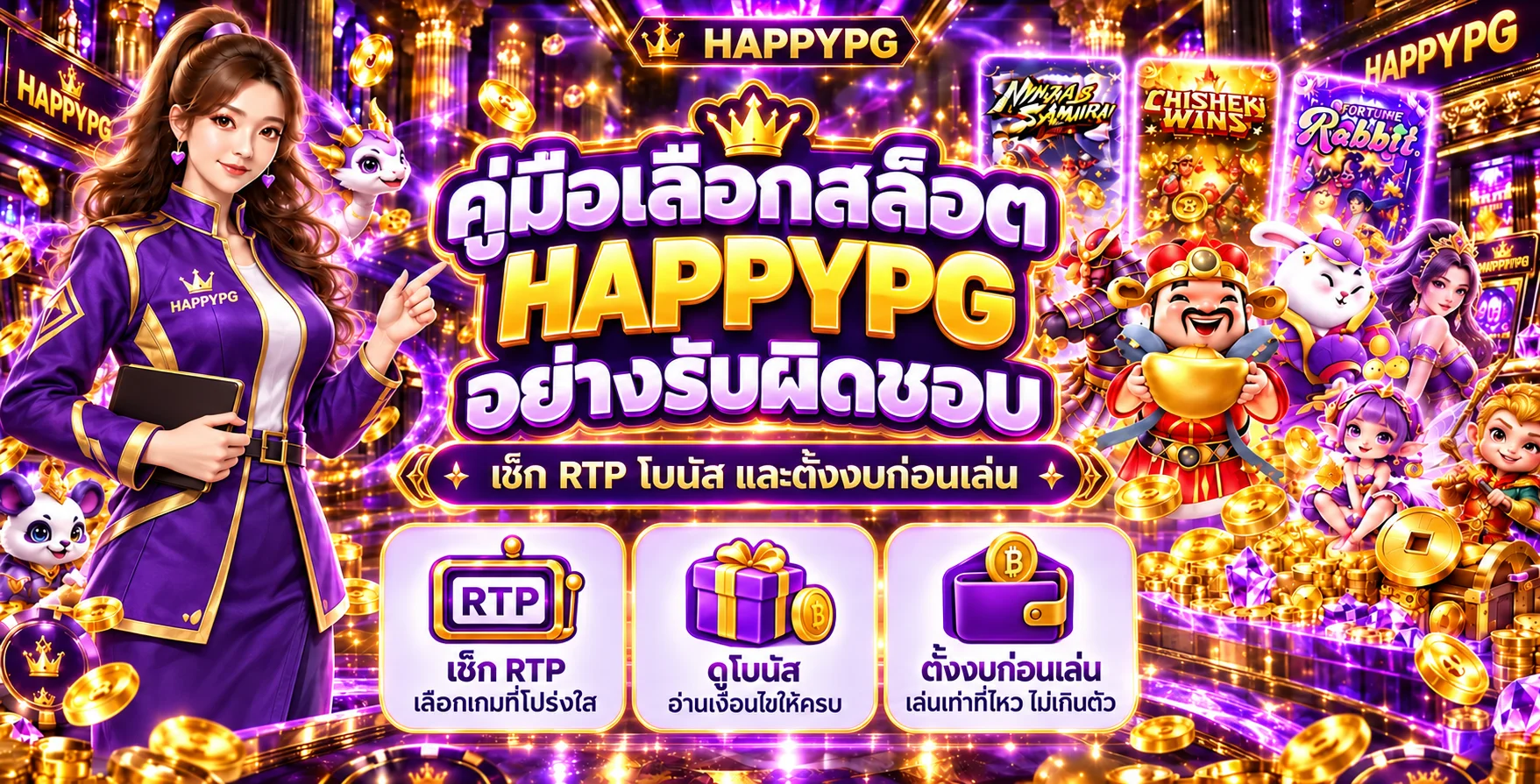 HAPPYPG คู่มือเลือกสล็อต | RTP โบนัส และตั้งงบ
